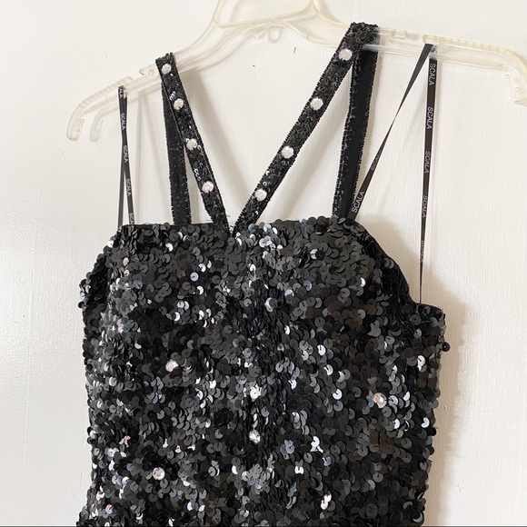 Vintage SCALA Sequin & Rhinestone Silk Mini Dress - Picture 2 of 10